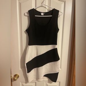Black and white mini dress
